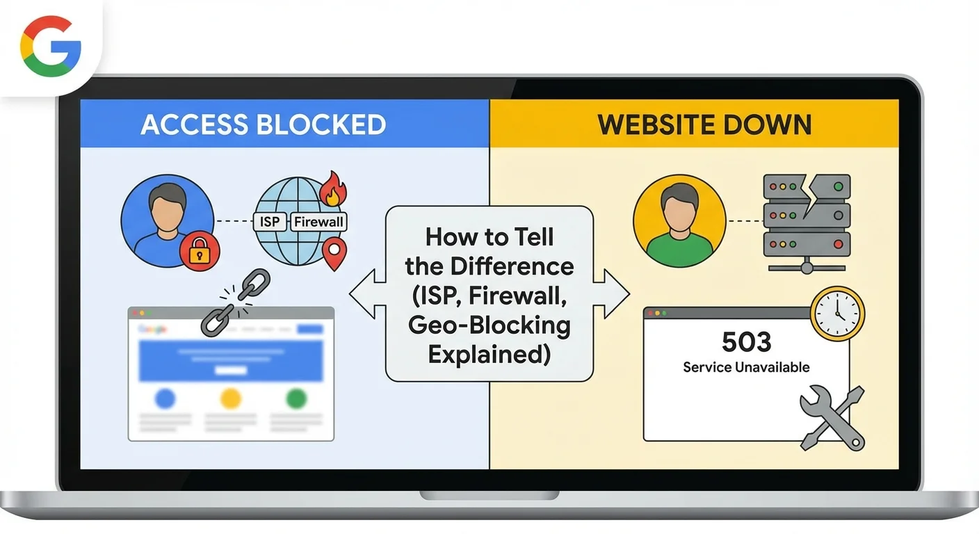 Access Blocked vs Website Down: How to Tell the Difference (ISP, Firewall, Geo-Blocking Explained)